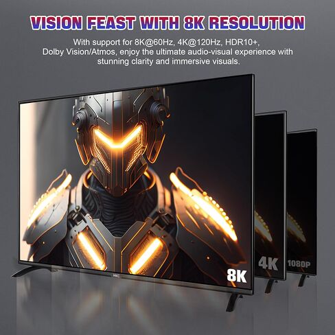 محول HDMI 4K 120 هرتز 8K HDMI 2.1 مقسم مع جهاز تحكم عن بعد - محور HDMI 5 في 1 لمدخلات متعددة، محول موسع منفذ HDMI متعدد المنافذ يدعم 8K@60 هرتز/4K@120 هرتز لجهاز PS5 Xbox DVD Player TV PC in Kuwait