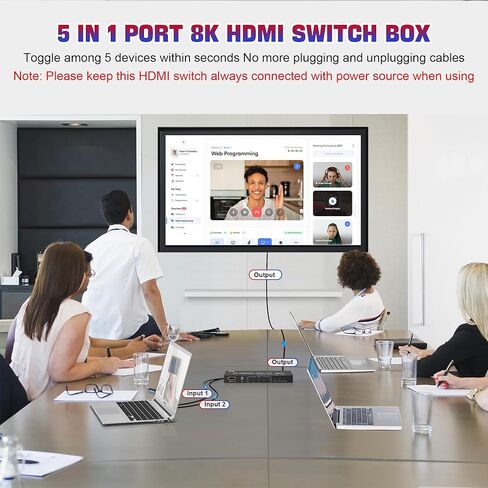 محول HDMI 4K 120 هرتز 8K HDMI 2.1 مقسم مع جهاز تحكم عن بعد - محور HDMI 5 في 1 لمدخلات متعددة، محول موسع منفذ HDMI متعدد المنافذ يدعم 8K@60 هرتز/4K@120 هرتز لجهاز PS5 Xbox DVD Player TV PC in Kuwait