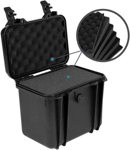 حافظة صلبة مقاومة للاحوال الجوية ومضادة للصدمات 112180 بتصنيف IP67 لمقاومة المياه والغبار، حماية من الماء لعمق 1 متر مع فوم قابل للتخصيص من مونو برايس - 7.48 × 6.69 × 2.36، لتر واحد، لون اسود in Kuwait