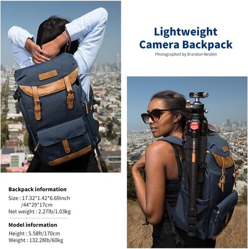 K&F Concept Camera Backpacks for Photographers Travel Bag for Tripod Camera Lence Accessory with laptop compartment and Rain Cover Waterproof Multi-Functional Camera Bags for Dslr Cameras Black in Kuwait