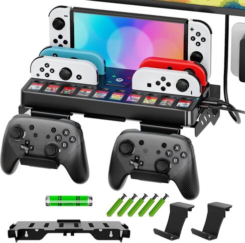 Switch Wall Mount & Switch TV Dock with Joy-Con Charger Bundle Kit, Switch TV Docking Station with 4K HDMI & USB 3.0 Port, Metal Wall Shelf for Switch & Switch OLED, Switch Pro Controller Hooks in Kuwait