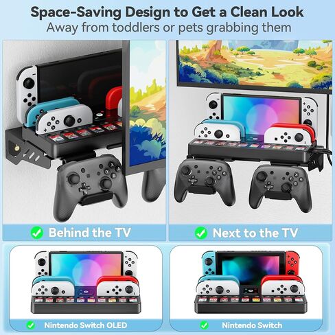 Switch Wall Mount & Switch TV Dock with Joy-Con Charger Bundle Kit, Switch TV Docking Station with 4K HDMI & USB 3.0 Port, Metal Wall Shelf for Switch & Switch OLED, Switch Pro Controller Hooks in Kuwait