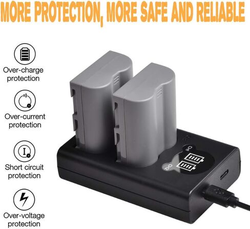 EN-EL3e, Pickle Power 2 x 1900mAh EN-EL3a, EN-EL3 Batteries and LED Dual USB Charger Compatible with Nikon D50, D70, D70s, D80, D90, D100, D200, D300, D300S, D700 D900 Digital Cameras in Saudi Arabia