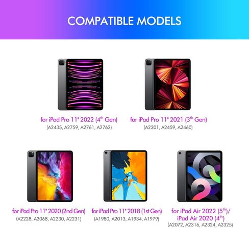 MicroPack iPad Pro 11 inch Case with Keyboard (11-inch, 2022) – Trackpad & 11 Colors Backlit & Kickstand – Slim & Light Detachable Keyboard for iPad Pro 11"& iPad Air 5th / 4th Gen 10.9"– 11 inch in Kuwait