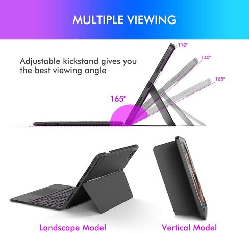 MicroPack iPad Pro 11 inch Case with Keyboard (11-inch, 2022) – Trackpad & 11 Colors Backlit & Kickstand – Slim & Light Detachable Keyboard for iPad Pro 11"& iPad Air 5th / 4th Gen 10.9"– 11 inch in Kuwait