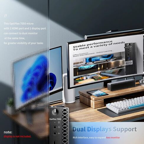 Dell Mini PC OptiPlex 7050 أجهزة كمبيوتر صغيرة، Intel i5-7500 3.4 جيجا هرتز، 32 جيجا DDR4 Ram جديد 512 جيجا M.2 NVMe SSD، AX200 مدمج WiFi 6 Bluetooth 5.2، HDMI، سطح المكتب المجدد، Windows 10 Pro (متجدد) in Saudi Arabia
