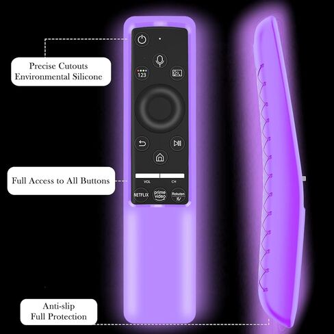 Case Compatible with Samsung Smart TV Remote Controller BN59 Series, Light Weight Silicone Cover Protector Shockproof Anti-Slip Remote Skin Sleeve - Black (Glow Blue) in Kuwait
