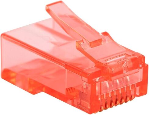 قابس Monoprice 8P8C RJ45 مع حشوات لكابل إيثرنت صلب Cat6 - أبيض (100 قطعة/العبوة) اتصالات مطلية بالذهب in Kuwait