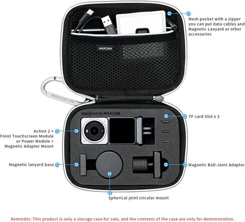 MAXCAM Carrying Small Case Compatible with DJI Action 2 Dual-Screen Combo in Kuwait