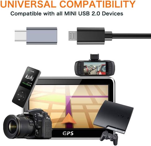محول مايكرو USB الى ميني USB 2.0 (عبوتان) من مايكرو USB انثى الى ميني USB 2.0 ذكر يدعم الشحن ومزامنة البيانات متوافق مع وحدة تحكم بلاي ستيشن 3 ومشغل ام بي 3 وكاميرا داش وكاميرا رقمية هيرو 3+ in Kuwait