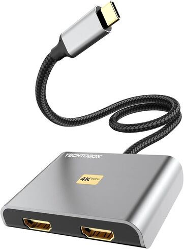 USB C to Dual HDMI Adapter 4K@60hz, HDMI Splitter for Dual Monitors, Dual HDMI Adapter for 2 Monitors, Compatible with Thunderbolt 3/4, MacBook Pro/Air, Dell XPS, Samsung Galaxy and More in Kuwait