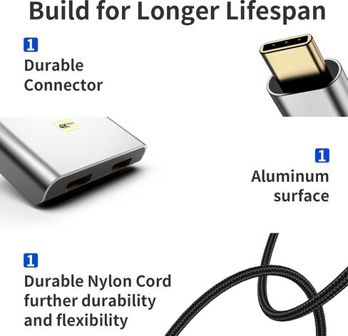 USB C to Dual HDMI Adapter 4K@60hz, HDMI Splitter for Dual Monitors, Dual HDMI Adapter for 2 Monitors, Compatible with Thunderbolt 3/4, MacBook Pro/Air, Dell XPS, Samsung Galaxy and More in Kuwait