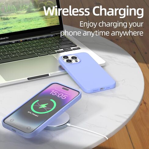 حافظة JOOSKO لهاتف iPhone 14 Pro، حافظة سيليكون مقاومة للصدمات، [2 واقي شاشة + 1 واقي عدسة كاميرا]، طبقة داخلية ناعمة مضادة للخدش من الألياف الدقيقة، 6.1 بوصة (أرجواني غامق) in Kuwait