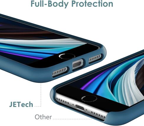 حافظة JETech من السيليكون لهاتف iPhone SE 3/2 (إصدار 2022/2020)، وiPhone 8 وiPhone 7، مقاس 4.7 بوصة، حافظة حماية لكامل الجسم ذات ملمس حريري ناعم، غطاء مقاوم للصدمات مع بطانة من الألياف الدقيقة (أسود) in Kuwait