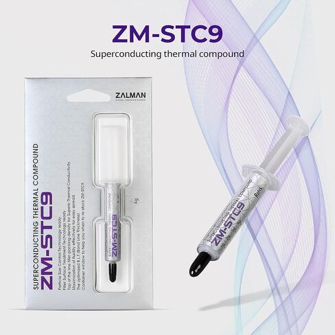 معجون حراري Zalman STC9، مركب ممتاز 4 جرام لجميع المعالجات، مبدد حرارة وحدة المعالجة المركزية، PS5، Xbox، وحدة تحكم الألعاب، وحدة معالجة الرسومات الجرافيكية، تقنية كثافة الحشو الدقيقة فائقة التوصيل، 9.1 وات/م-ك (ZM-STC9) in Saudi Arabia