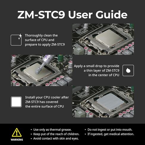 معجون حراري Zalman STC9، مركب ممتاز 4 جرام لجميع المعالجات، مبدد حرارة وحدة المعالجة المركزية، PS5، Xbox، وحدة تحكم الألعاب، وحدة معالجة الرسومات الجرافيكية، تقنية كثافة الحشو الدقيقة فائقة التوصيل، 9.1 وات/م-ك (ZM-STC9) in Saudi Arabia