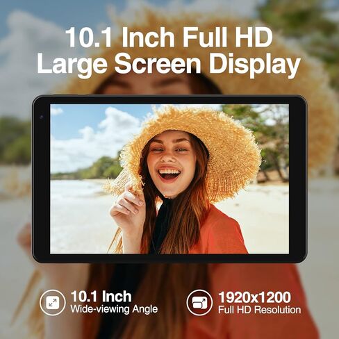 جهاز لوحي Fusion5 2023 جديد مقاس 10.1 بوصة يعمل بنظام Android 12، كمبيوتر لوحي F202 كامل الدقة فائق النحافة (معتمد من Google، تخزين 64 جيجابايت، ذاكرة الوصول العشوائي 4 جيجابايت، وحدة المعالجة المركزية رباعية النواة، WiFi، بلوتوث، شاشة IPS 1920x1200، النو in Kuwait