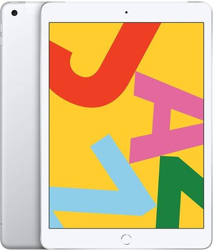 2019 Apple iPad 7th Gen (10.2 inch, Wi-Fi + Cellular, 128GB) Silver (Renewed) in Kuwait