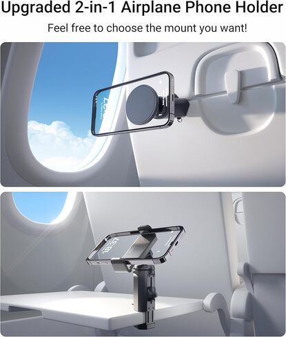 حامل هاتف مغناطيسي 2 في 1 من Syntech مزود بمشبك، حامل هاتف عالمي أثناء الطيران بدون استخدام اليدين مع دوران مزدوج متعدد الاتجاهات 360 درجة، ملحق أساسيات السفر للطيران in Kuwait