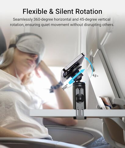 حامل هاتف مغناطيسي 2 في 1 من Syntech مزود بمشبك، حامل هاتف عالمي أثناء الطيران بدون استخدام اليدين مع دوران مزدوج متعدد الاتجاهات 360 درجة، ملحق أساسيات السفر للطيران in Kuwait
