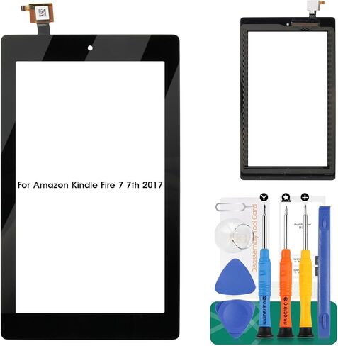 لجهاز Amazon Kindle Fire 7 (إصدار الجيل السابع 2017 SR043KL) جزء بديل لمحول رقمي لشاشة تعمل باللمس مع لاصق، بدون شاشة LCD، بدون تعليمات (ليس للجيل الخامس، إصدار 2015 و7 للأطفال) in Saudi Arabia