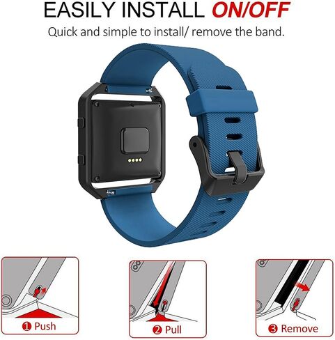 Simpeak Sport Band Compatible with Fitbit Blaze Smartwatch Sport Fitness, Silicone Wrist Band with Meatl Frame Replacement for Fitbit Blaze Men Women in Kuwait