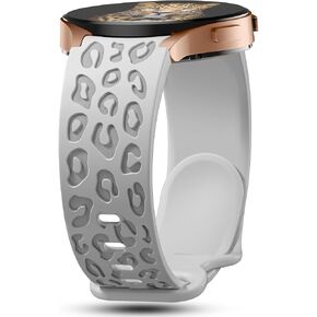 No Gap Leopard Engraved Bands Compatible for Samsung Galaxy Watch 6/5/4 Band 40mm 44mm, Watch 6 47mm 43mm,5 Pro 45mm, Watch 4 Classic 42mm 46mm, 20mm Soft Silicone Replacement Strap for Women in Kuwait