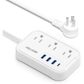 قطاع طاقة للسفر، أساسيات سفينة الرحلات البحرية مع USB C، سلك تمديد مسطح مع 3 منافذ و4 منافذ USB (1 PD20W)، موسع منافذ حائط مكتب بطول 5 أقدام، واقي غير متصاعد للرحلات البحرية، غرفة النوم. in Kuwait