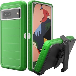 NIFFPD Designed for Google Pixel 7 Case with Belt Clip & Kickstand, Full-Body Triple Layers Rugged Case for Pixel 7 5G 6.3 inch Phone (Black+Orange)