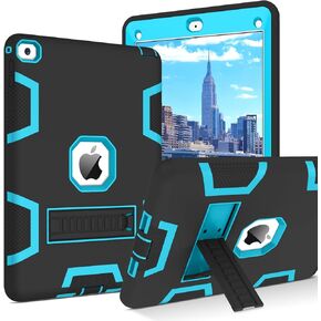 BENTOBEN for iPad Air 2 Case, iPad Air 2nd Generation Case, 3 in 1 Heavy Duty Shockproof Kickstand Protective Kids Girls Women Boys Men Tablet Case Cover for iPad Air 2 A1566 A1567 2014, Black/Blue