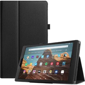 حافظة Fintie Folio لجهاز Amazon Fire HD 10 Tablet (متوافقة مع الجيلين السابع والتاسع، إصدارات 2017 و2019) - غطاء حامل من جلد البولي يوريثان الفاخر مع خاصية التنبيه/النوم التلقائي، ظلال زرقاء