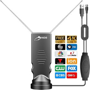 Rabbit Ears Antenna for TV Without Cable, Long Range Reception with Amplifier TV Antenna for Smart TV Indoor, HD Antenna for TV Indoor 4k, Digital Antenna for Smart TV Support All Free HDTV Channels in Kuwait