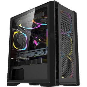 حافظة كمبيوتر العاب بي ماستيج مايكرو ايه تي اكس من بي جيرز مع نظام تدفق هواء ضخم من الزجاج المقسى بجانب الباب الدوار ومنفذ USB نوع C ومنفذ USB 3.0 × 2 (تباع المراوح بشكل منفصل) in Kuwait