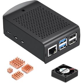 حافظة iUniker المعدنية لـ Raspberry Pi 5، وPi 5 مع مروحة كبيرة 4010 PWM ومشتت حراري نحاسي يدعم حامل VESA لـ Raspberry Pi 5 (4010 Fan) in Kuwait