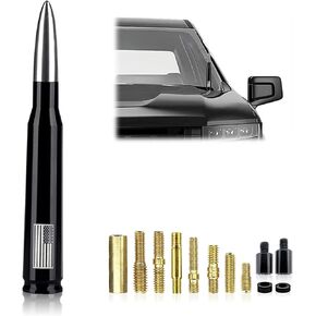 Pack-1 Car Truck Bullet Antenna, 5.4" x 0.78" Vehicle Short Antenna, Universal Antenna Replacement for Ford, Dodge, Chevrolet, GMC, Jeep, Toyota (American Flag Black) in Kuwait
