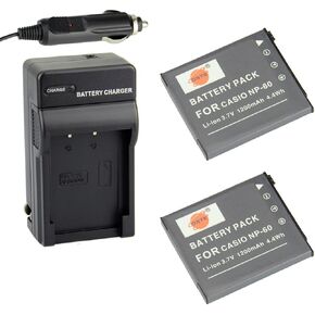 DSTE قطعتان بطارية NP-60 + شاحن USB متوافق مع Casio EX-FS10 in Kuwait