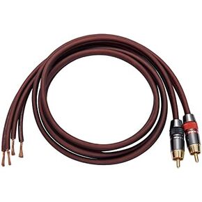Audiophile Hi-Fi 14 Gauge OFC Speaker Cable with RCA Male (Black & Red) to 2 Bananas Plugs, 2 pack/1pair, (1M(3.3FT), 1 Pair(RCA to Bare Wire))