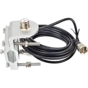 CB Radio Antenna Mount Bracket with NMO to SO239 (UHF Female) Adapter, Heavy Duty Aluminum Mirror Arms/Roof Racks Clamp for Semi Truck, RV, Ham Radio, VHF UHF Walkie Talkie, Fits 0.79" - 1.77" Bars in Kuwait