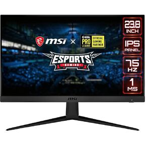 MSI G241V E2، شاشة ألعاب مقاس 24 بوصة، 1920 × 1080 (FHD)، IPS، 1 مللي ثانية، 75 هرتز، FreeSync، HDMI، منفذ عرض، إمالة in Kuwait