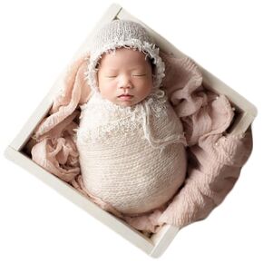 Zeroest Baby Photography Props قبعة دانتيل فاخرة مع بطانية لحديثي الولادة صور التقطت ملابس الرضع الأميرة صور قبعات التفاف مجموعة (برتقالي) in Kuwait