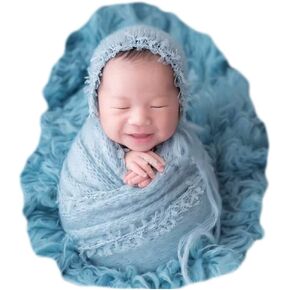 Zeroest Baby Photography Props قبعة دانتيل فاخرة مع بطانية لحديثي الولادة صور التقطت ملابس الرضع الأميرة صور قبعات التفاف مجموعة (برتقالي) in Kuwait