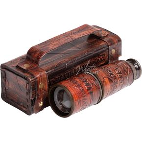 MYSTICKRAFT - تلسكوب مصنوع يدويًا - تلسكوب نحاسي قرصان - تلسكوب مزخرف مع بصريات زجاجية - تلسكوب أحادي العين قابل للطي من Spyglass بدقة عالية in Kuwait