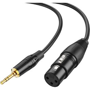 كابل CableCreation 3.5 مم إلى XLR بطول 10 أقدام، كابل ميكروفون ذكر 3.5 مم إلى XLR أنثى، كابل XLR إلى 3.5 مم متوافق مع iPhone، iPod، الكمبيوتر اللوحي، الكمبيوتر المحمول، الميكروفون، مكبر الصوت، لوحة الصوت، 3M