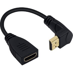 Poyiccot 8K HDMI Extension Cable, Short 8K HDMI 90 Degree Down Angle Male to Female HDMI 2.1 Cable 48Gbps with 8K 60Hz Video and 3D HDR for TV/Xbox /PS4 /PS5 (Down M/F), 0.5feet