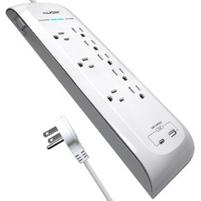 Digital Energy 25 FT USB-C and USB-A 8 Outlet 4200 Joules Surge Protector Power Strip, 3 Wide Spaced Outlets, Black