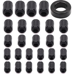 تايجويهوا 27 قطعة مشبك كابل مانع للضوضاء RFI EMI لكيبل بقطر 3 ملم/ 5 ملم/ 7 ملم/ 9 ملم/ 13 ملم مع حلقة فريت 40×24×16 ملم من الحديد الحلقي (اسود) in Kuwait