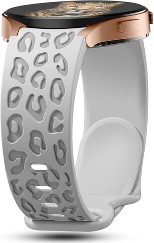 No Gap Leopard Engraved Bands Compatible for Samsung Galaxy Watch 6/5/4 Band 40mm 44mm, Watch 6 47mm 43mm,5 Pro 45mm, Watch 4 Classic 42mm 46mm, 20mm Soft Silicone Replacement Strap for Women in Kuwait