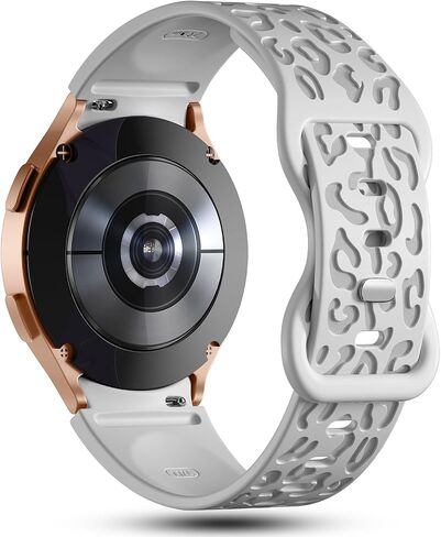 No Gap Leopard Engraved Bands Compatible for Samsung Galaxy Watch 6/5/4 Band 40mm 44mm, Watch 6 47mm 43mm,5 Pro 45mm, Watch 4 Classic 42mm 46mm, 20mm Soft Silicone Replacement Strap for Women in Kuwait