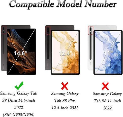 D DINGRICH Portable Galaxy Tab S8 Ultra Case with Keyboard 14.6 inch 2022 - Compatible with Model SM-X900/X906, Magnetic Flip-Fold Leather Case, Backlit Detachable Keyboard - Lightweight Keyboard Kit in Kuwait