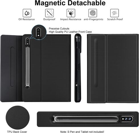 D DINGRICH Portable Galaxy Tab S8 Ultra Case with Keyboard 14.6 inch 2022 - Compatible with Model SM-X900/X906, Magnetic Flip-Fold Leather Case, Backlit Detachable Keyboard - Lightweight Keyboard Kit in Kuwait